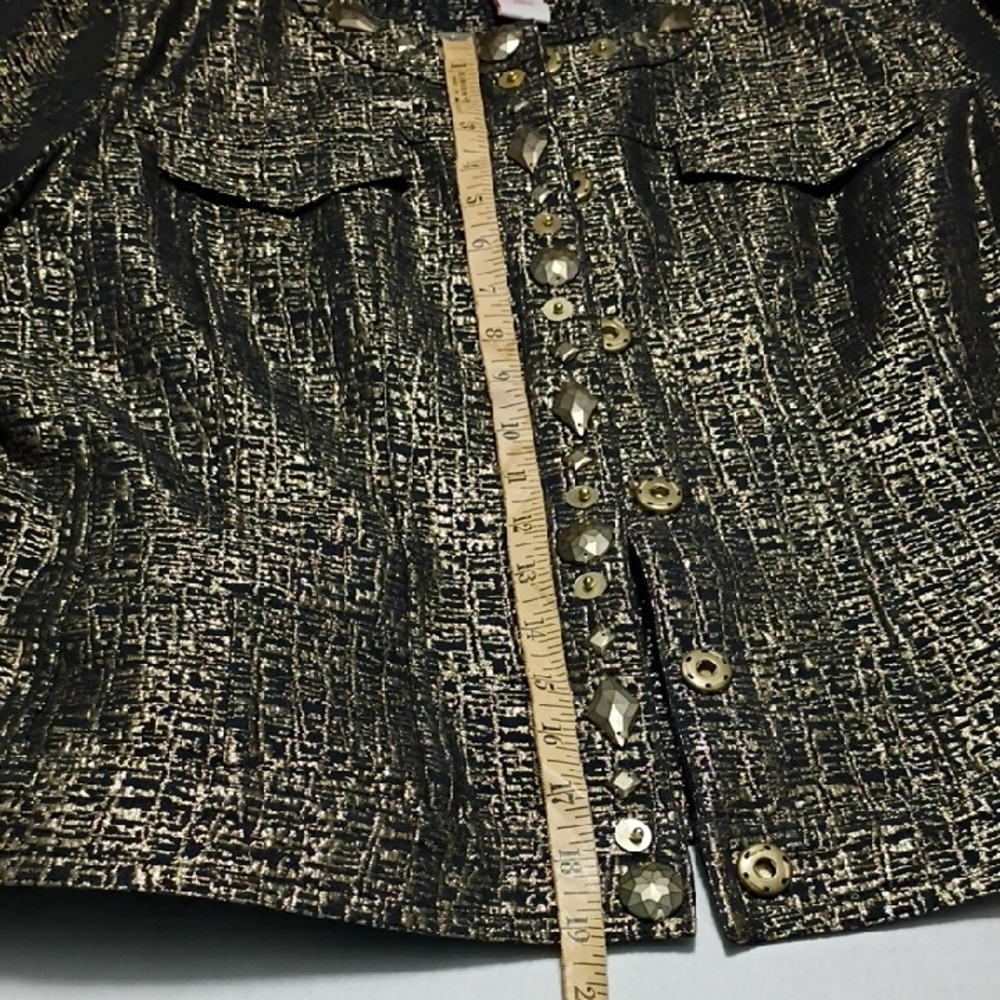 Ruby Rd. Metallic Gold Blazer With Snaps Size 12 - Picture 4 of 11